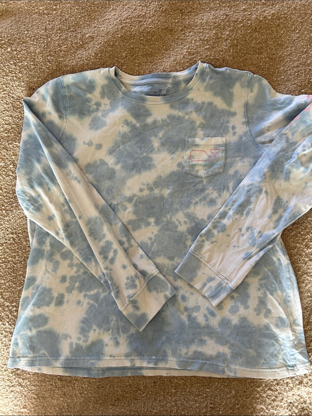 Vineyard Vines Kids Light Blue Tie-Dye Long-Sleeve Pocket Tee